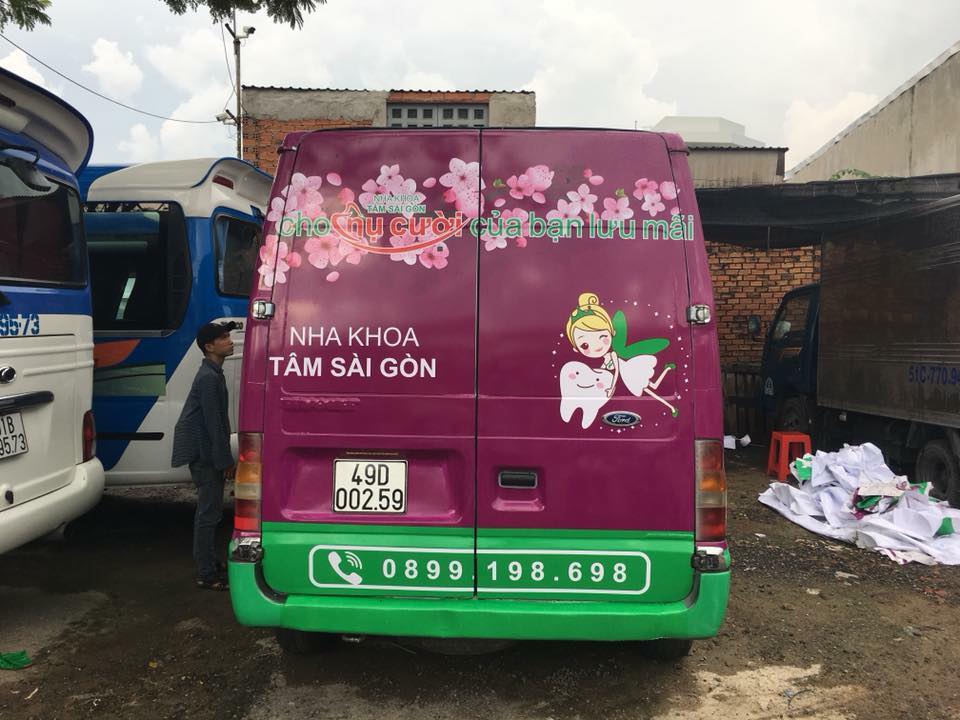 decal quáng cáo xe 16 chổ